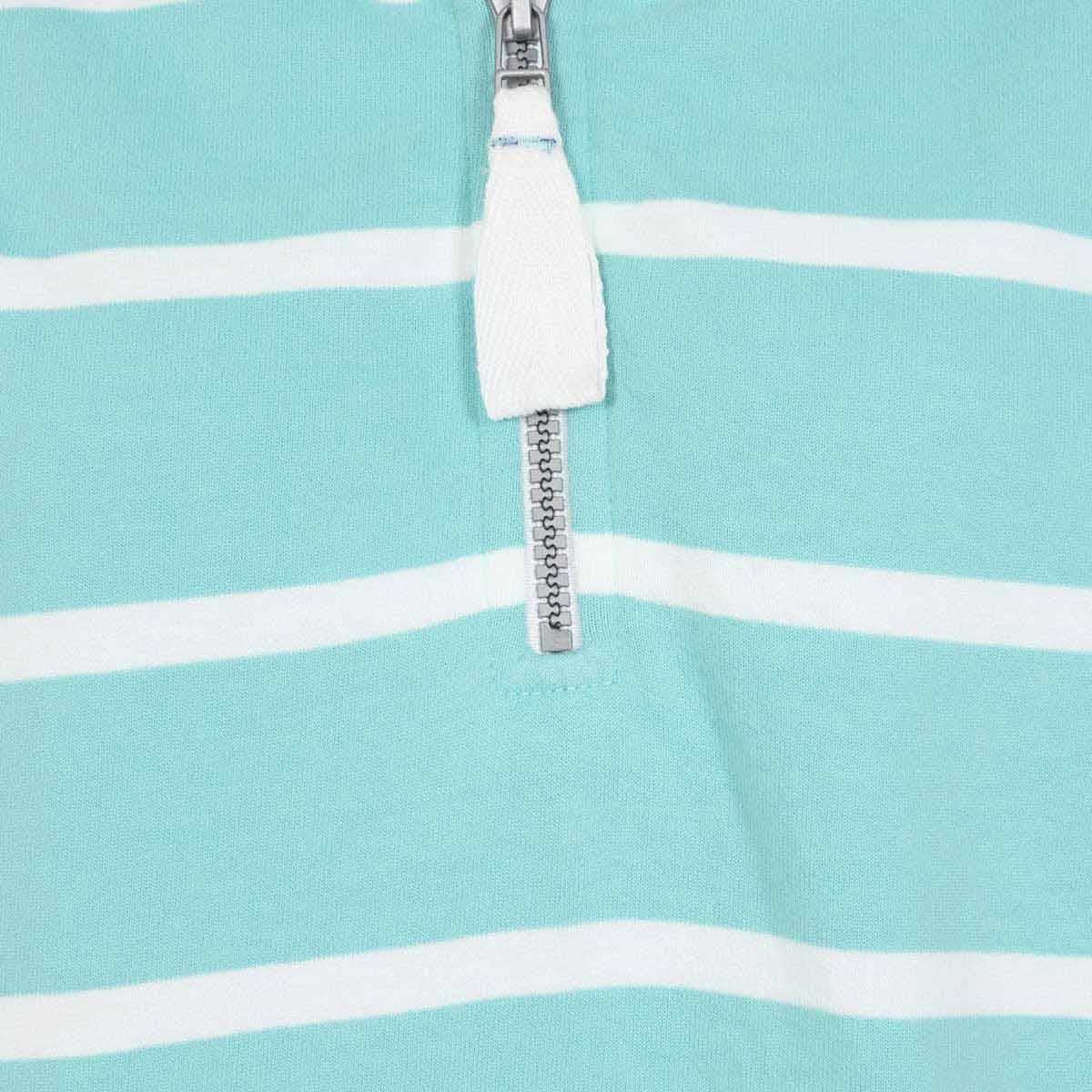 Peppermint Lazy Jacks Womens LJ35 Stripe 1/4 Zip Sweatshirt Zip Detail