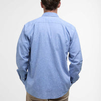 Blue Barbour Mens Nelson Linen Blend Regular Fit Shirt Back