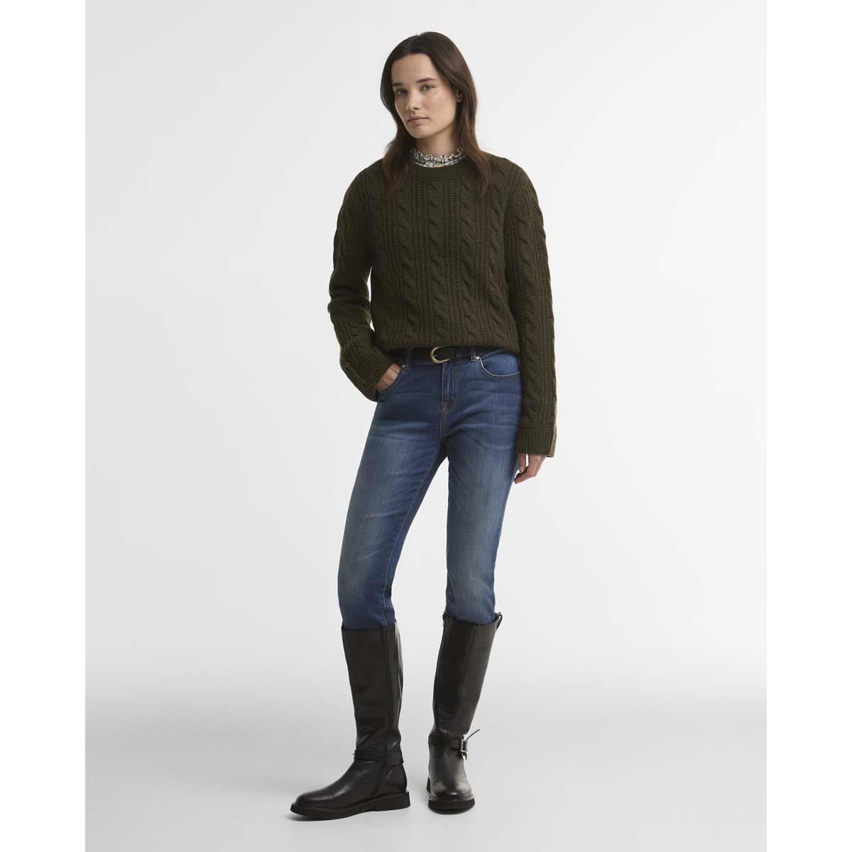 OLIVE Barbour Womens Joan Knitted Jumper ON MODEL