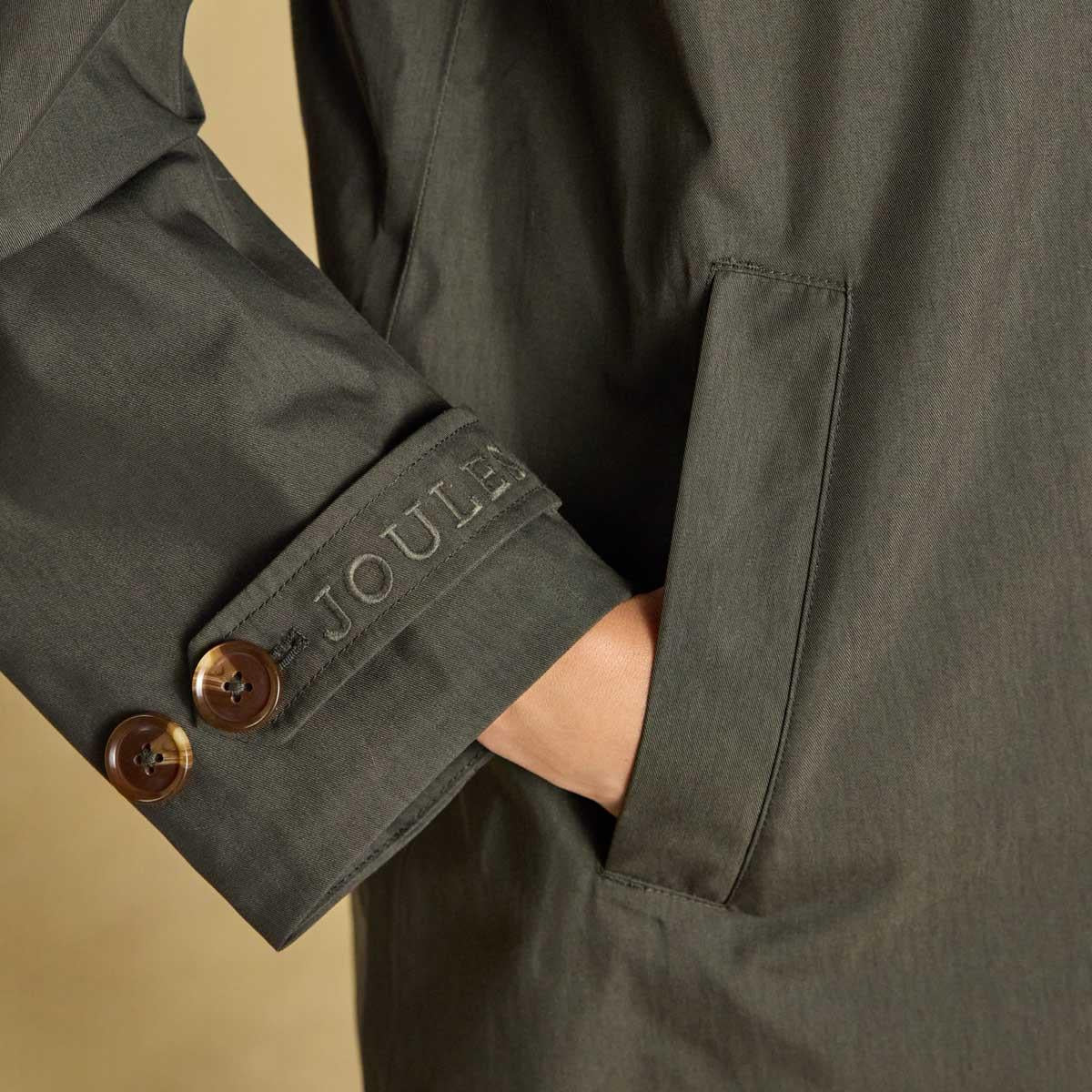 Khaki Green Joules Women's Rainmore Waterproof Coat Pocket