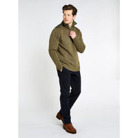Dusky Green Dubarry Mens Doherty Zip Neck Lined Jumper On Model Full Length