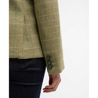 Light Olive Check Barbour Womens Lupin Tailored Jacket Sleeve