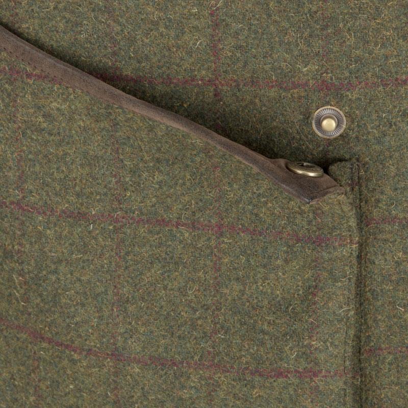 Olive/WIne Hoggs of Fife Mens Tummel Tweed Field Waistcoat popper pocket