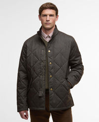 Dark Olive Barbour Mens Winter Shoveler Quilted Jacket Front