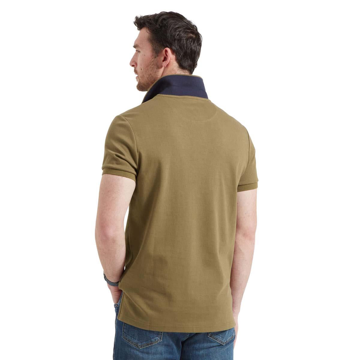 Dark Khaki Green Schoffel Mens St Ives Jersey Polo Shirt BACK