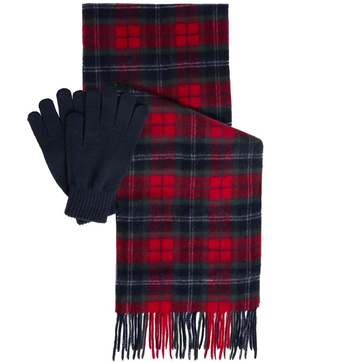 Barbour Mens Tartan Scarf and Glove Gift Set