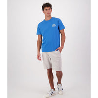 Maui Blue/Platinum Swanndri Mens Mountain Printed T-Shirt On Model