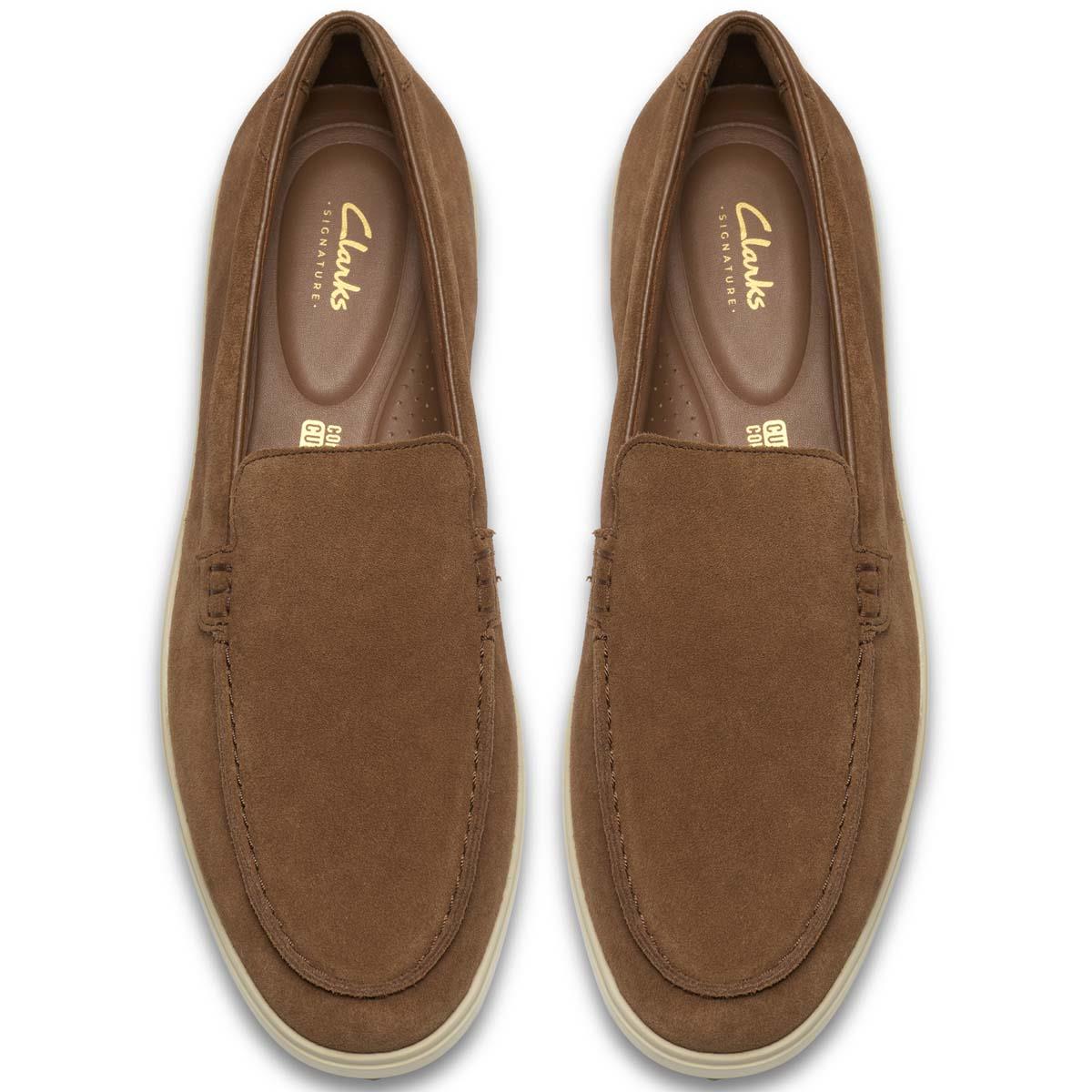 Cola Suede Clarks Mens Torford Easy Loafers Top View