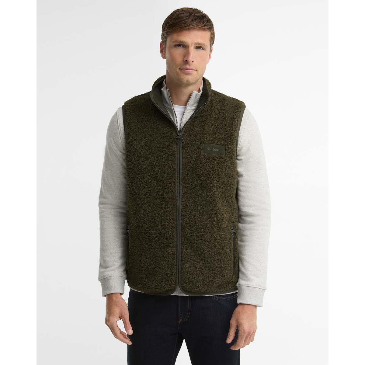 SAGE Barbour Mens Reversible Fleece Gilet FRONT