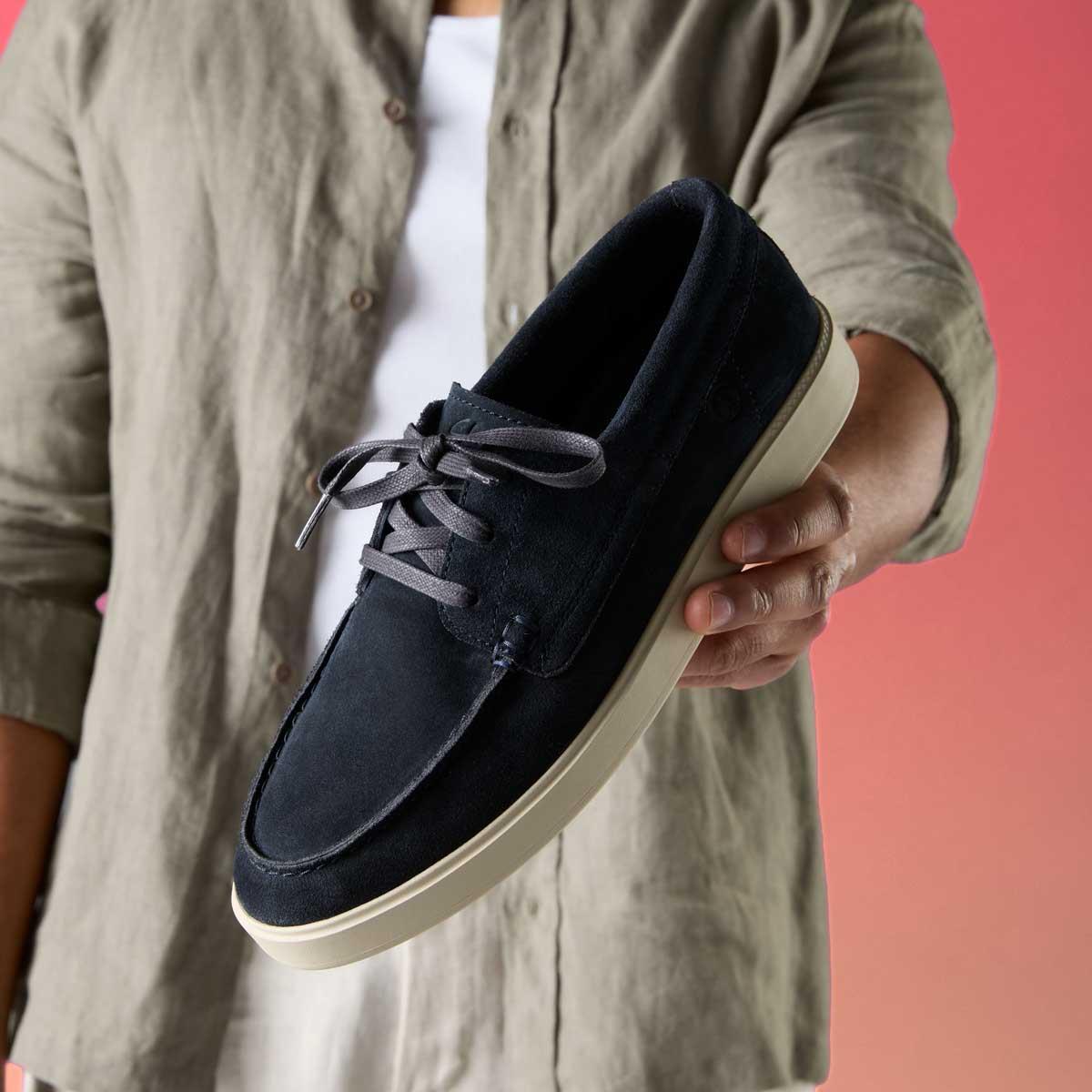 Navy Suede Clarks Mens Lockford Boat Shoes Held