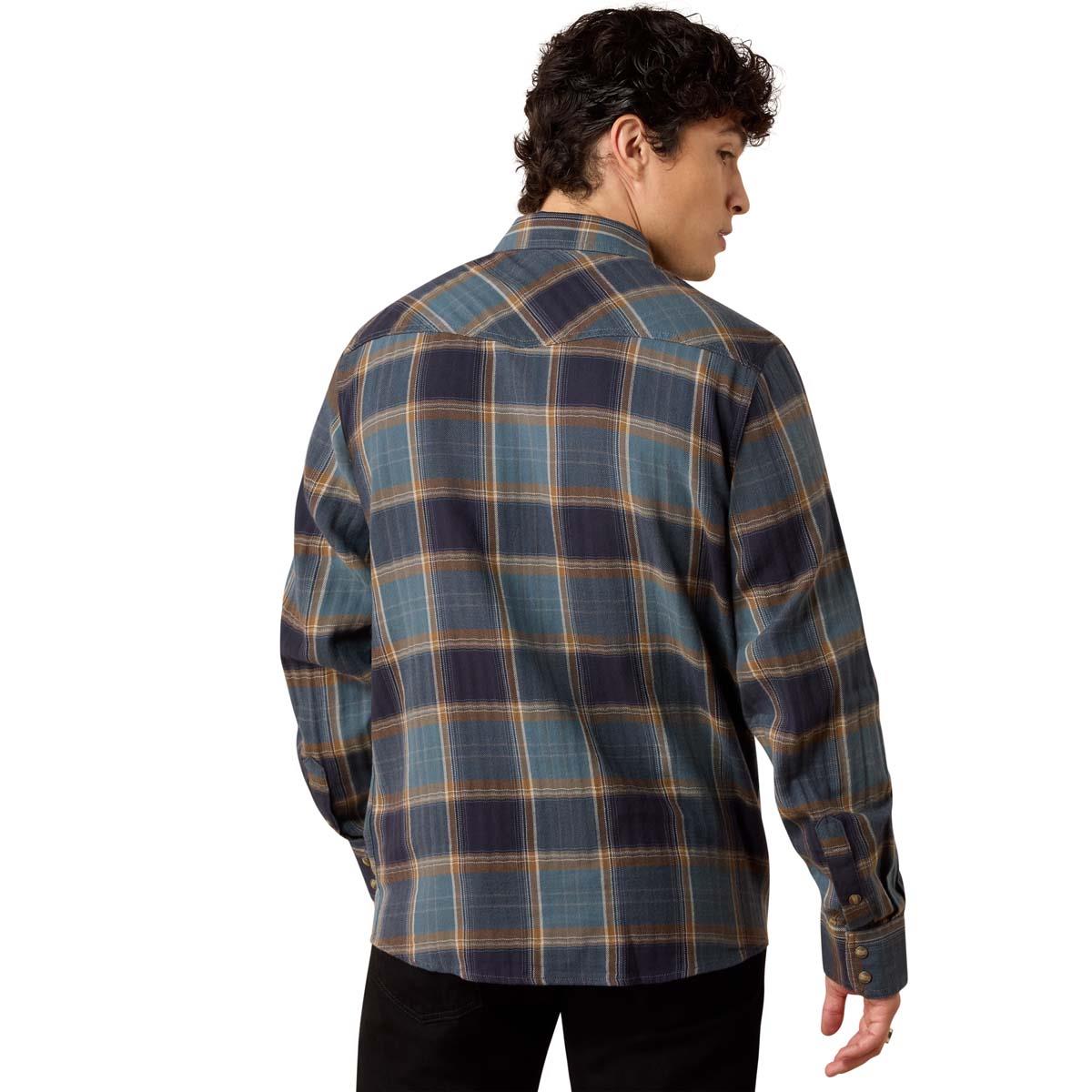Inkwell Plaid Ariat Mens Retro Harbert Fitted Snap Shirt Back