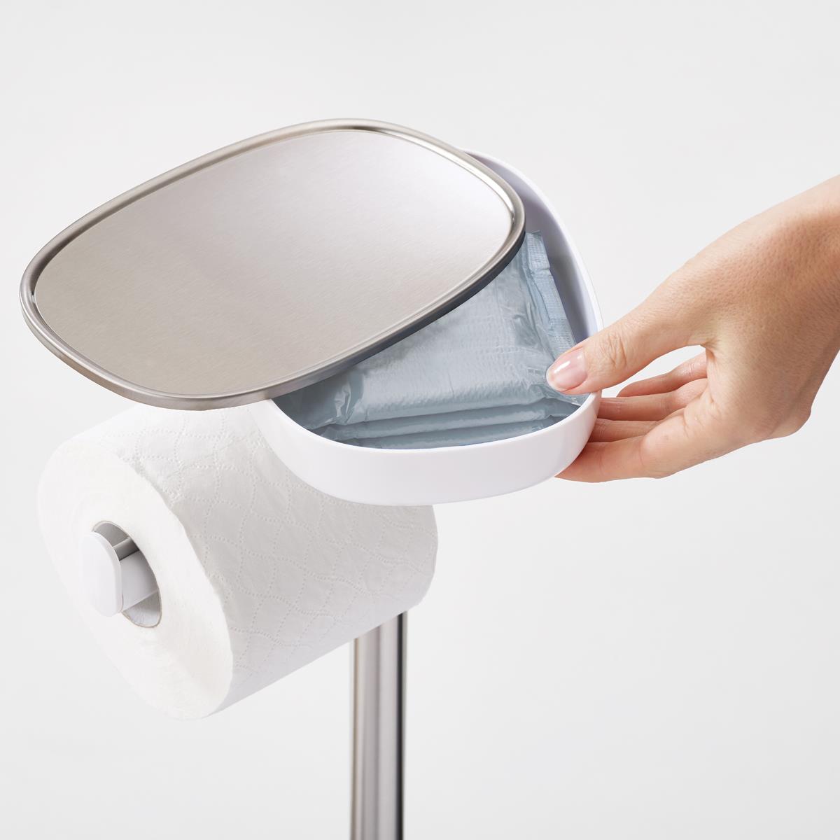 Joseph Joseph EasyStore ButlerPlus Standing Toilet Paper Holder With Flexi Steel Brush