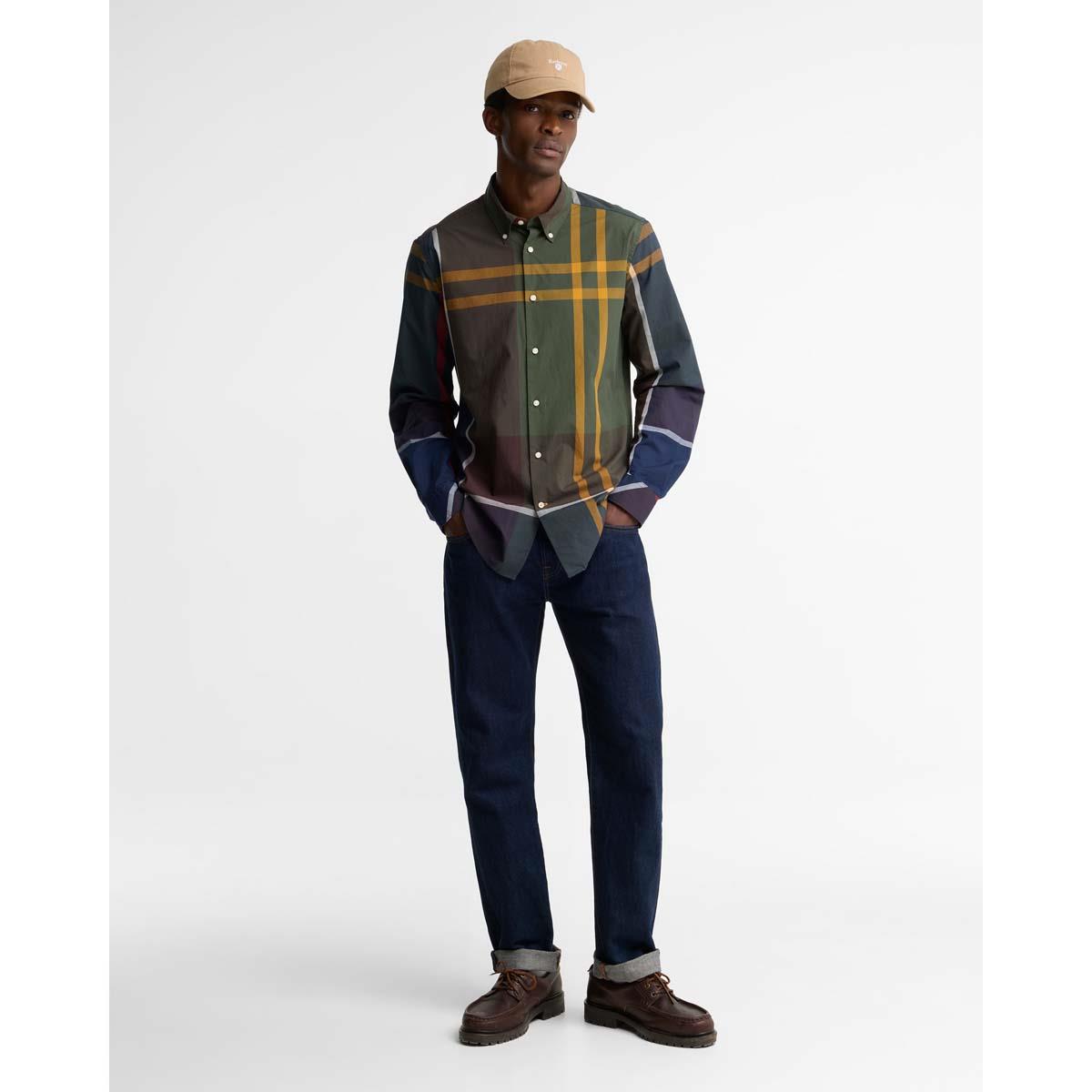 Classic Tartan Barbour Mens Oversized Tartan Dunoon Tailored Shirt On Model