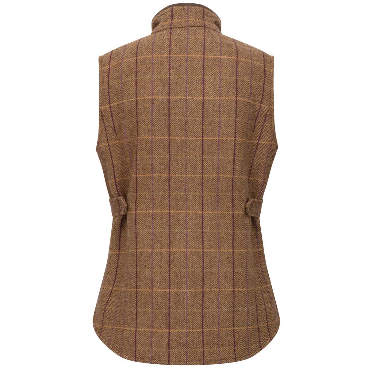 Bracken/Blackberry Hoggs Of Fife Eden Womens Technical Tweed Gilet Back