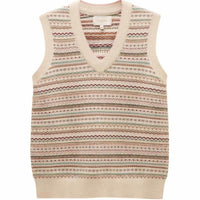 Oatmeal Joules Womens Fairisle V-Neck Tank Top