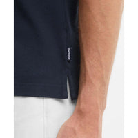 NAVY Barbour Mens Lunan Tartan Trimmed Tailored Polo Shirt HEM