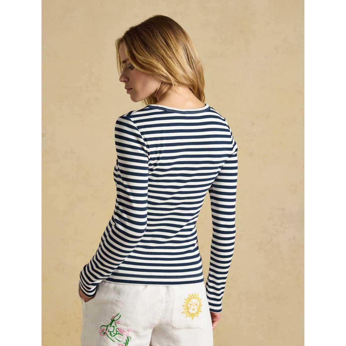 Navy Creme Joules Womens Sophie Long Sleeve Top Back