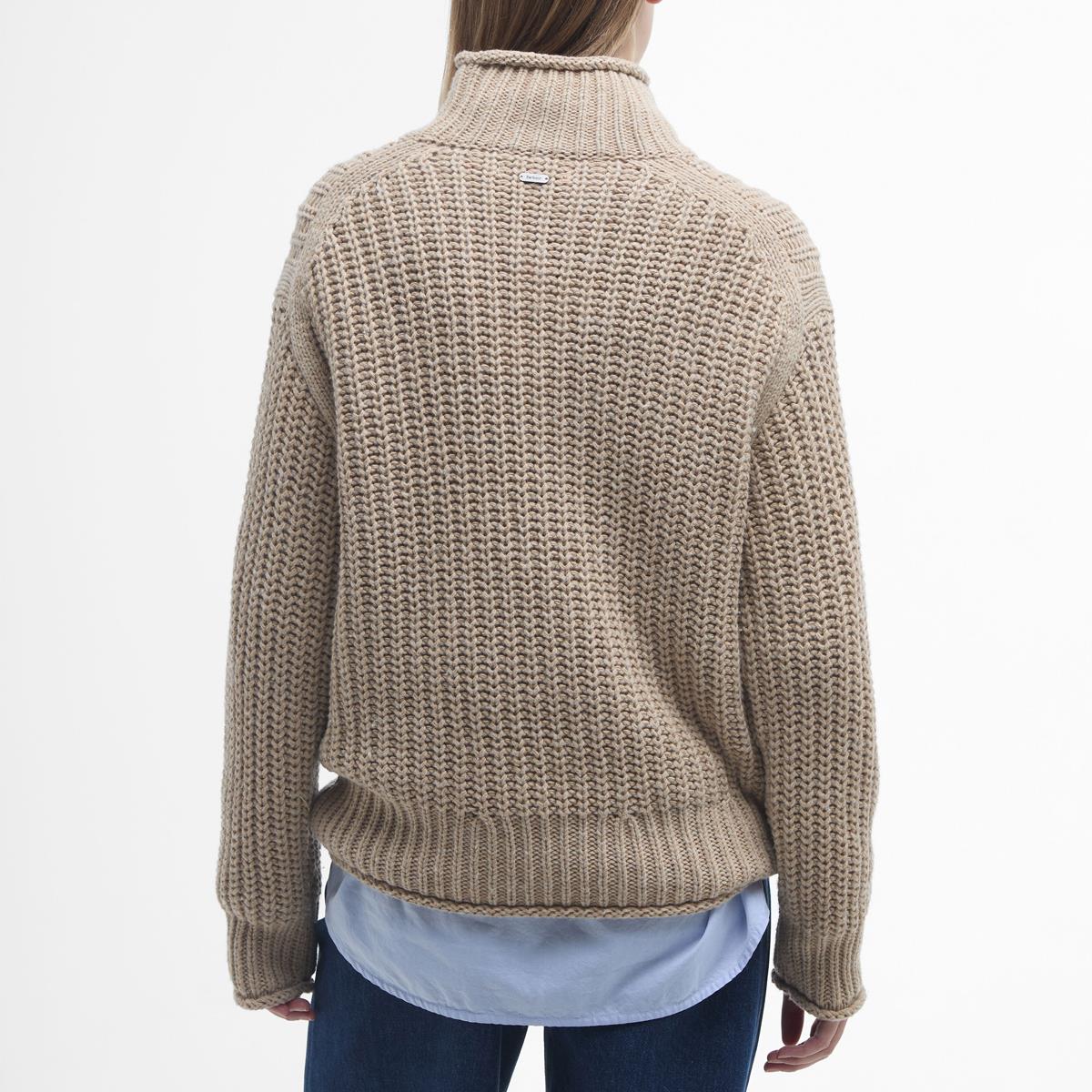 Camel Barbour Womens Rockcliffe Knitted Jumper Model Back