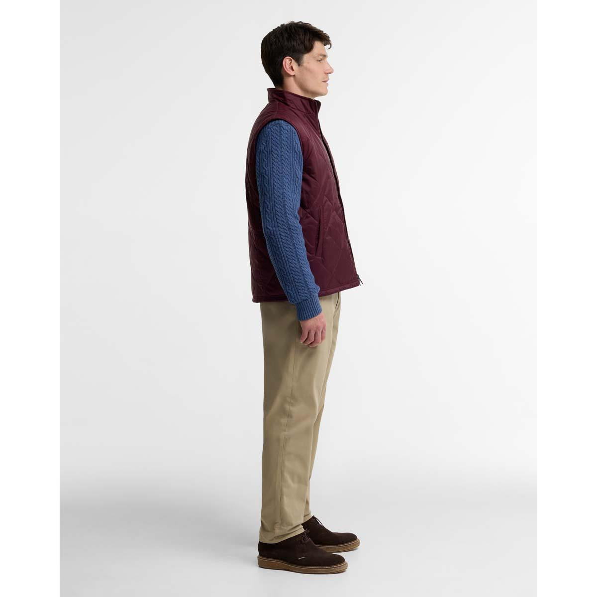 DARK BORDEAUX Barbour Mens Finn Quilted Gilet SIDE