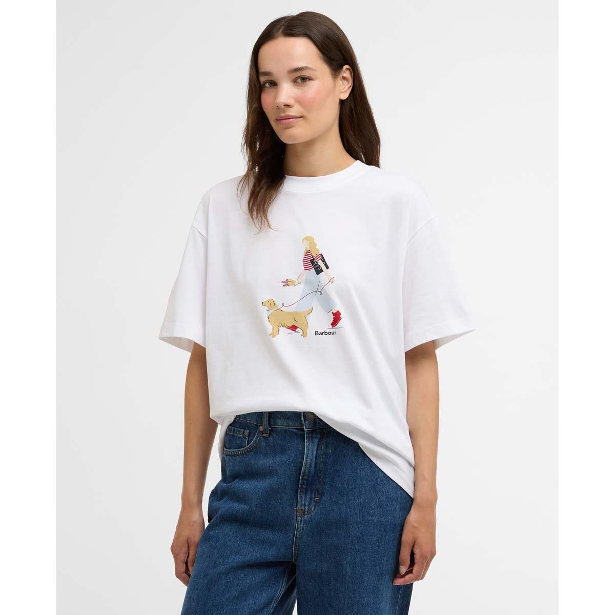 White Barbour Womens Derwent T-Shirt front