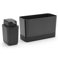 Dark Grey Brabantia SinkSide Sink Organiser and Soap Dispenser Separated