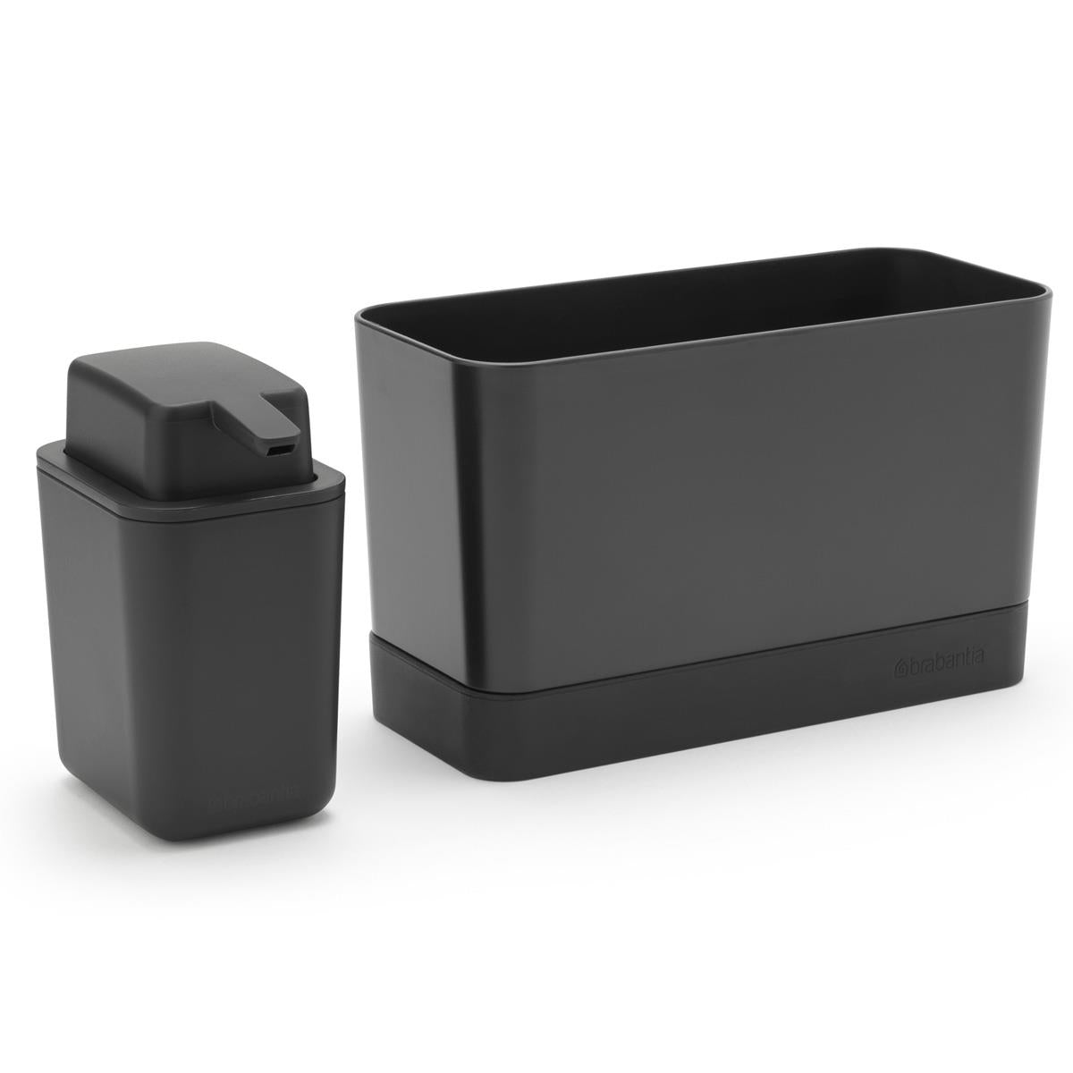 Dark Grey Brabantia SinkSide Sink Organiser and Soap Dispenser Separated