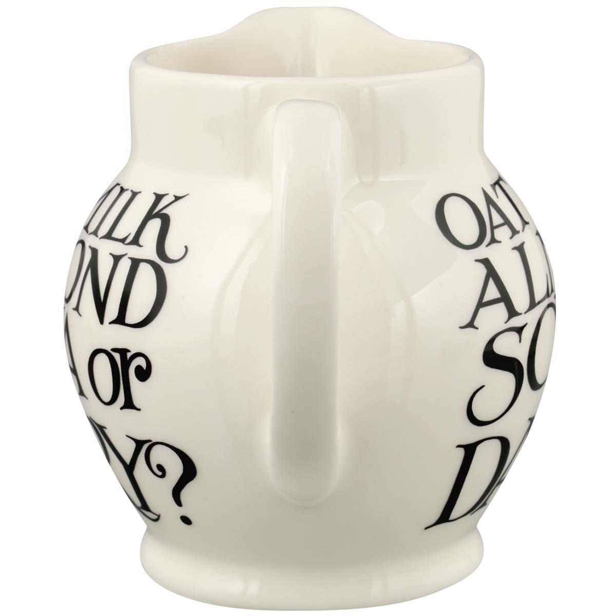 Emma Bridgewater Black Toast Soya or Dairy Half Pint Jug BACK
