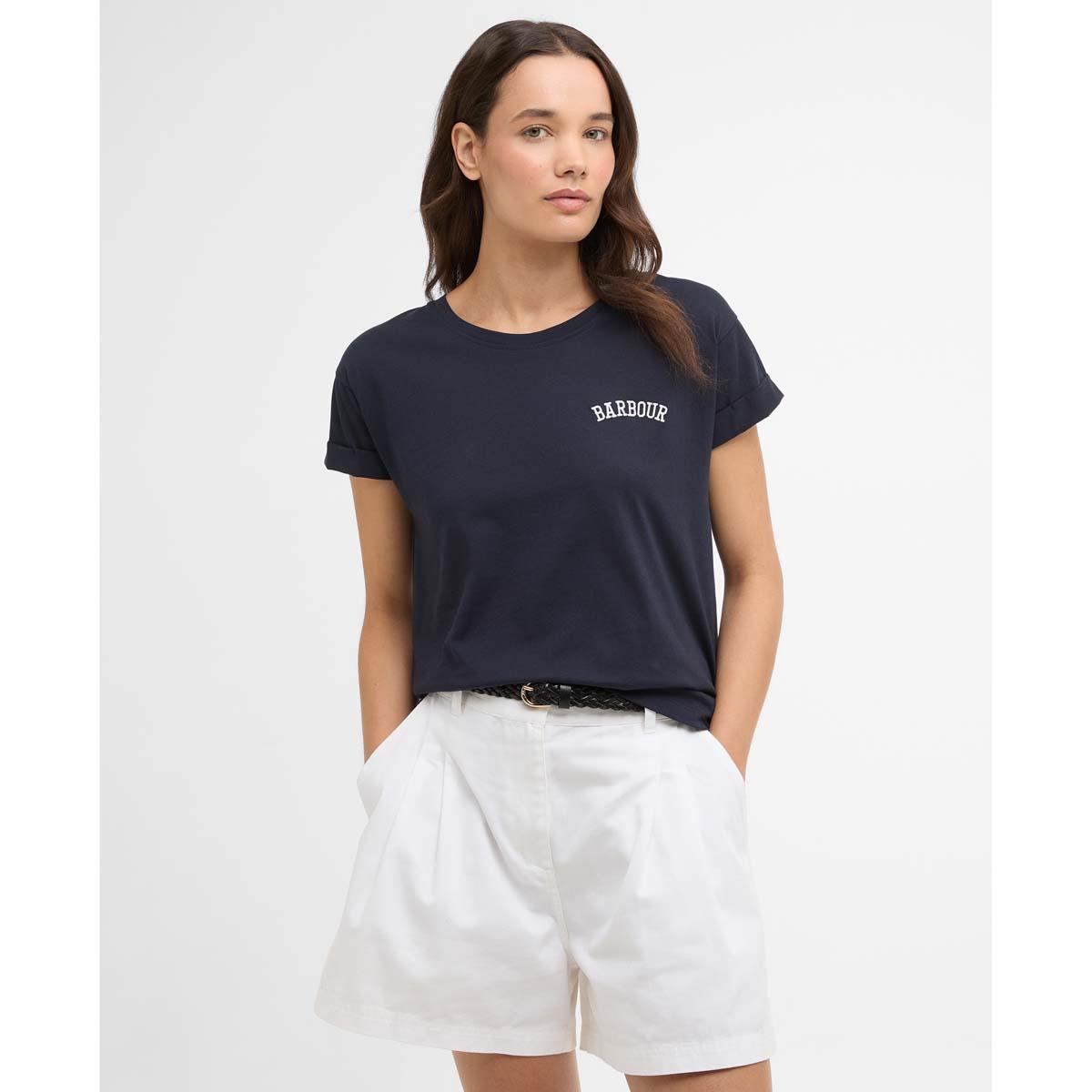 Navy Barbour Womens Bede T-Shirt front