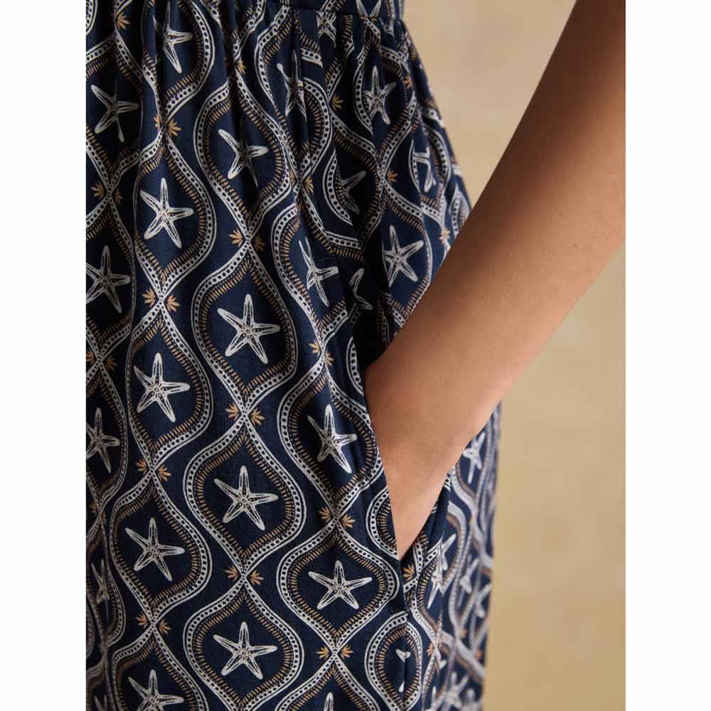 Navy Joules Womens Nia Short Sleeve Jersey Midi Dress Pocket