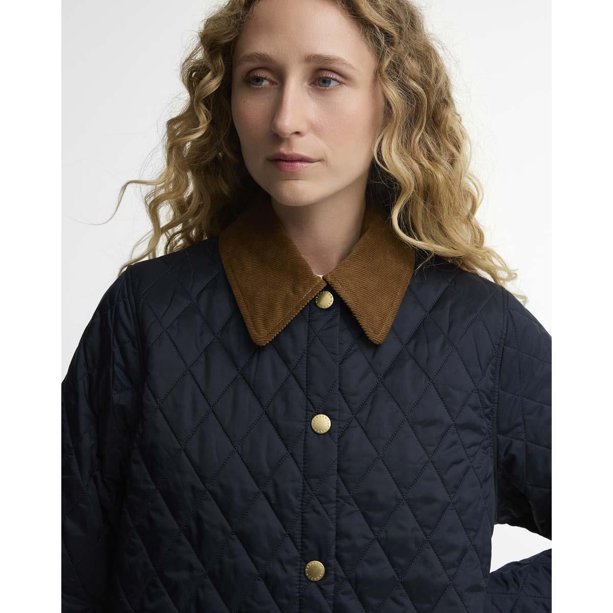 Dark Navy/Birchwood Barbour Womens Icons Modern Liddesdale Quilted FRONT2