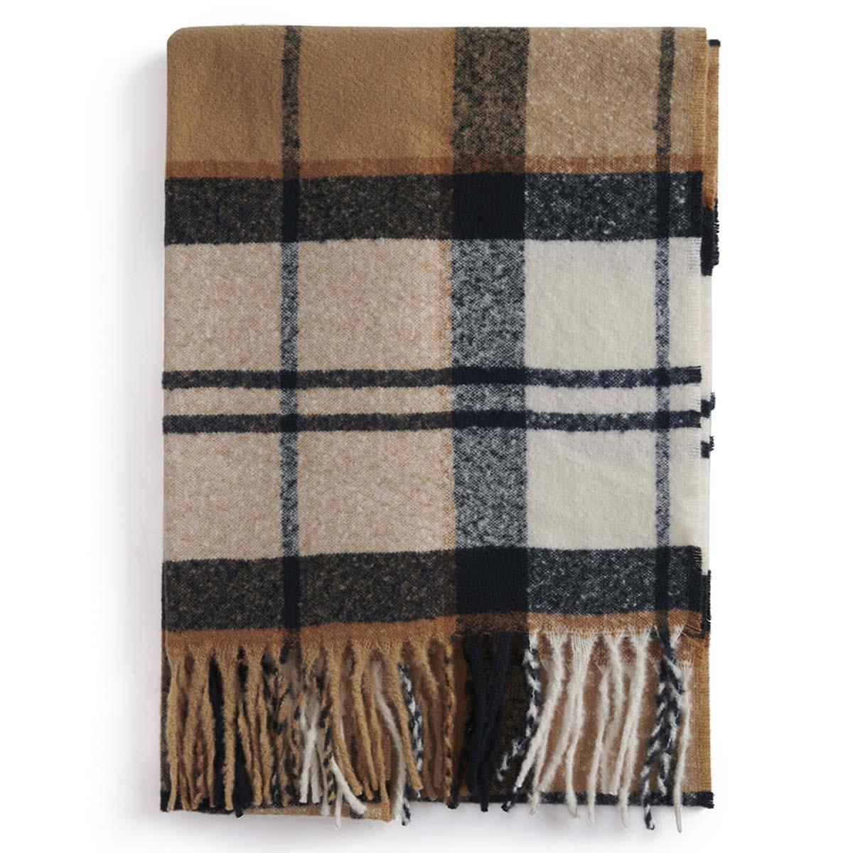 Hessian Navy Tartan Barbour Womens Deanna Tartan Scarf