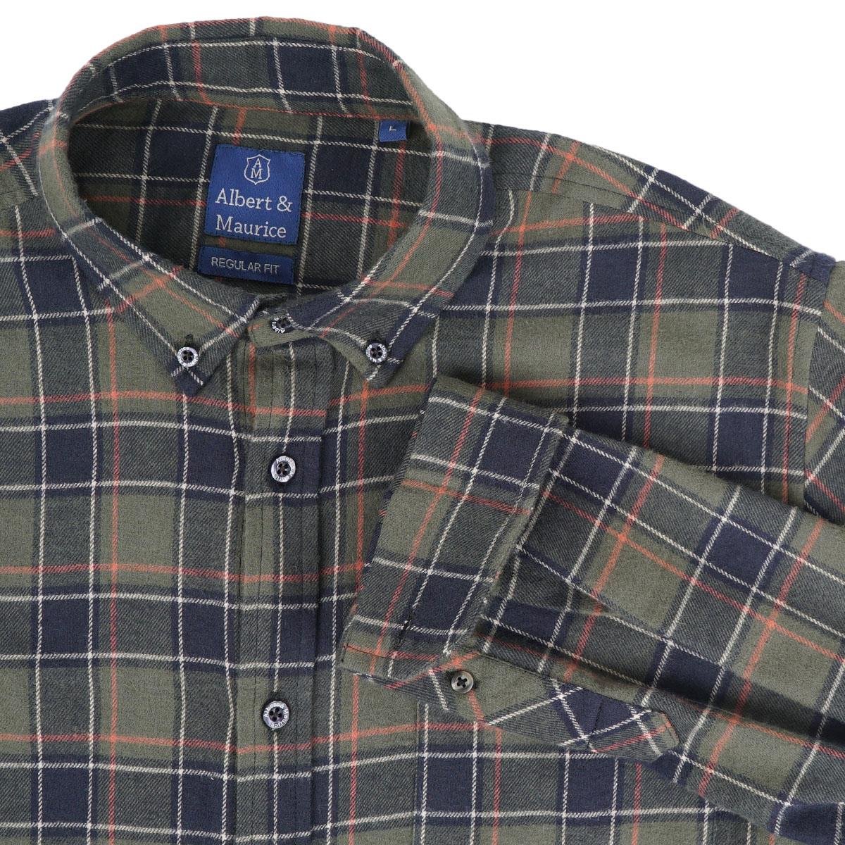 Albert and Maurice Mens Wye Shirt Olive Green Check
