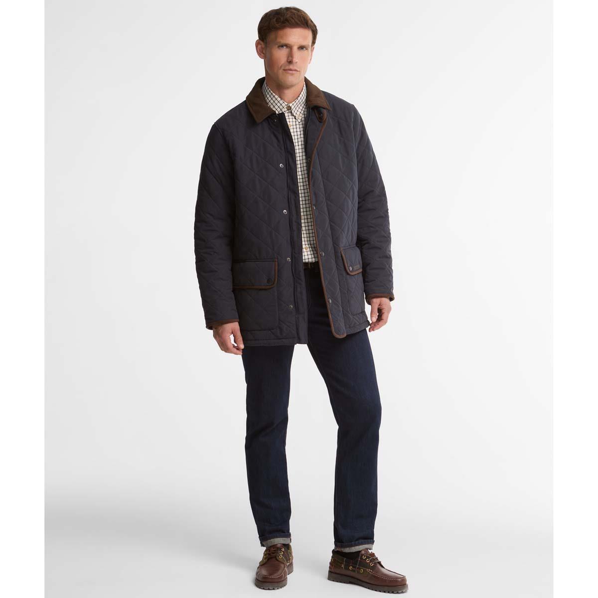 Dark Navy Barbour Mens Thursby Polarquilt Jacket On Model