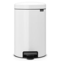 White Brabantia newIcon Pedal Bin 12 Litre Metal Bucket