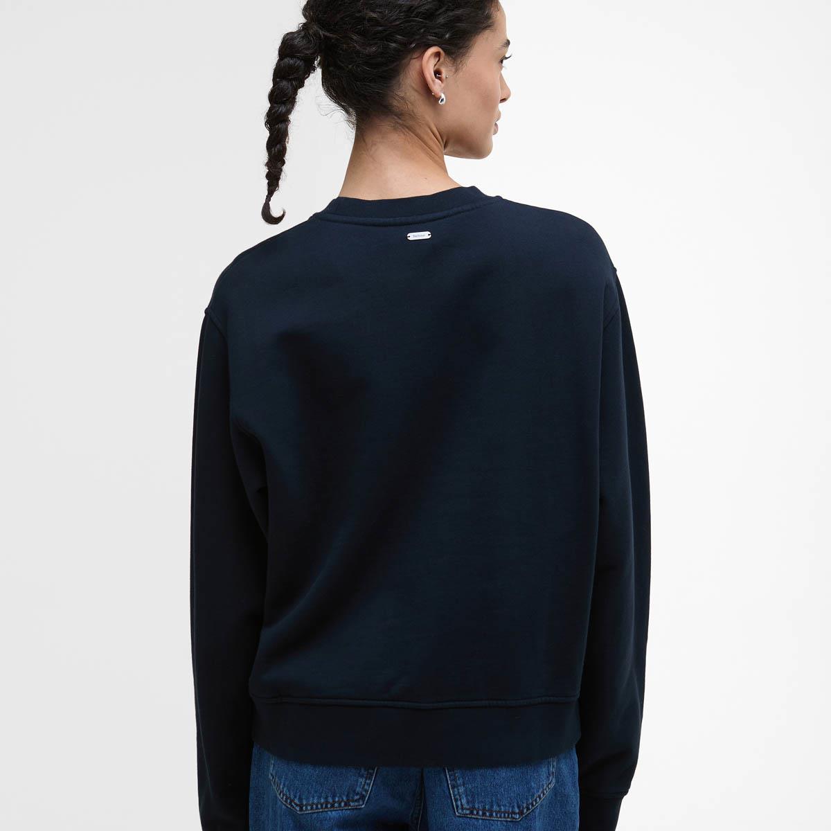 Navy Barbour Womens Bede Os Crew Sweatshirt Bacl
