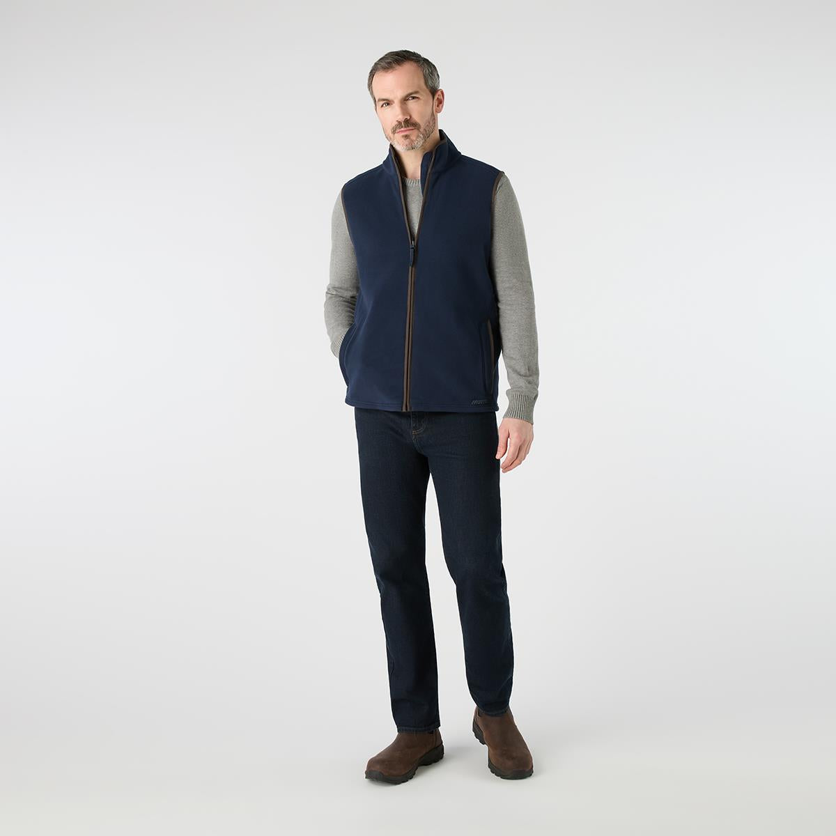 Navy Musto Mens Outdoor Country Fenland 200 Fleece Gilet On Model