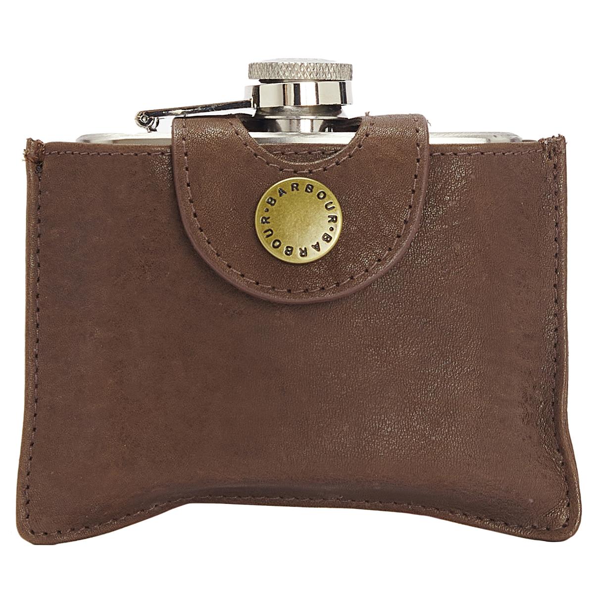 Barbour 4oz Hinged Hip Flask / Brown MAC0344BR711 / One