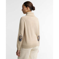 Ecru/Hessian Tartan Barbour Womens Pendle Roll Collar Jumper BACK
