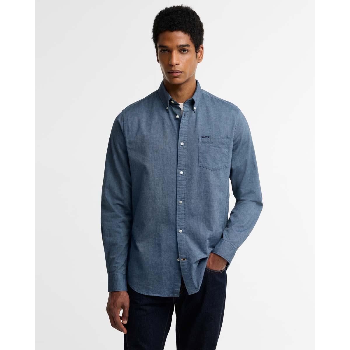Tarn Blue Barbour Mens Marsden Tailored Oxford Shirt Front