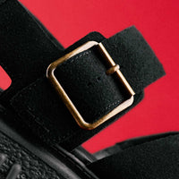 Black Suede Clarks Womens Evamar Wish Sandal Buckle