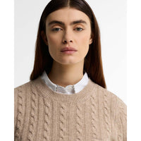Honey Barbour Womens Ashdown Cable Knitted Jumper Collar
