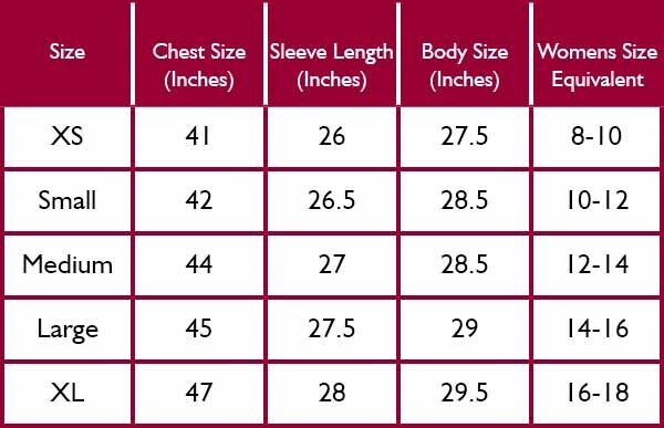 Cotswold Fox Quarter Zip Jumper Size Guide