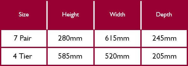 Delfinware Shoe Rack Size Guide