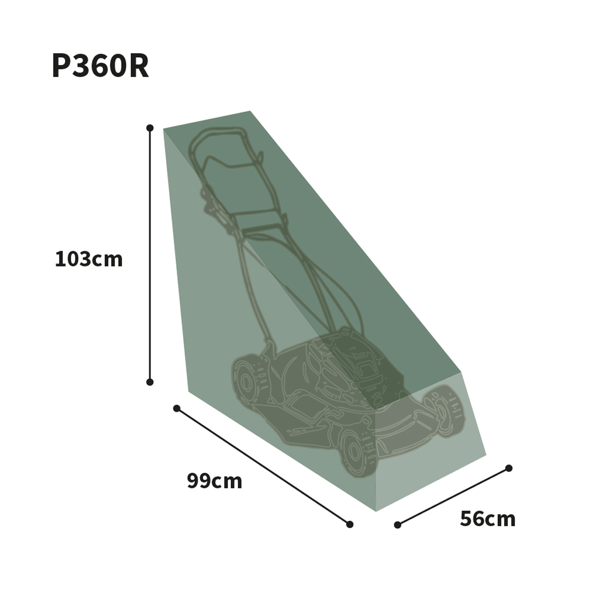 Bosmere Protector Rotary Mower Cover Graphic Size Guide