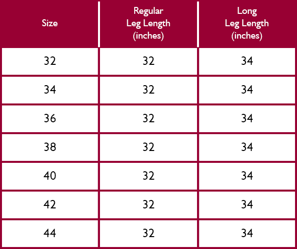 R.M. Williams Mens Trousers Size Guide